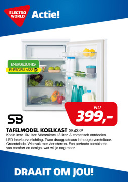 SB Energiezuinige Tafelmodel koelkast 399,-